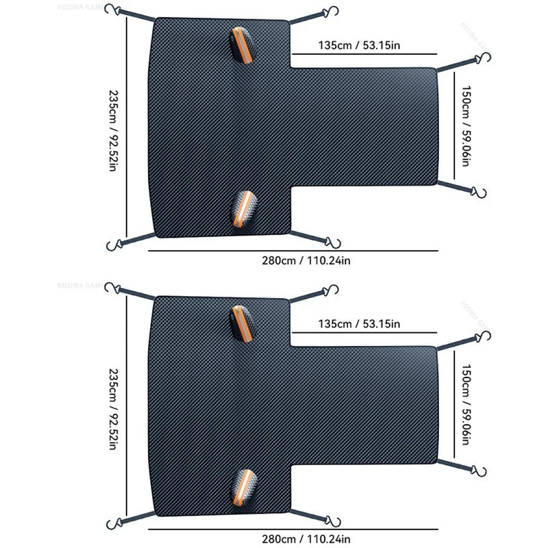 Housse Pare-Brise Voiture Hiver Grande Taille 280 x 235 cm Noire