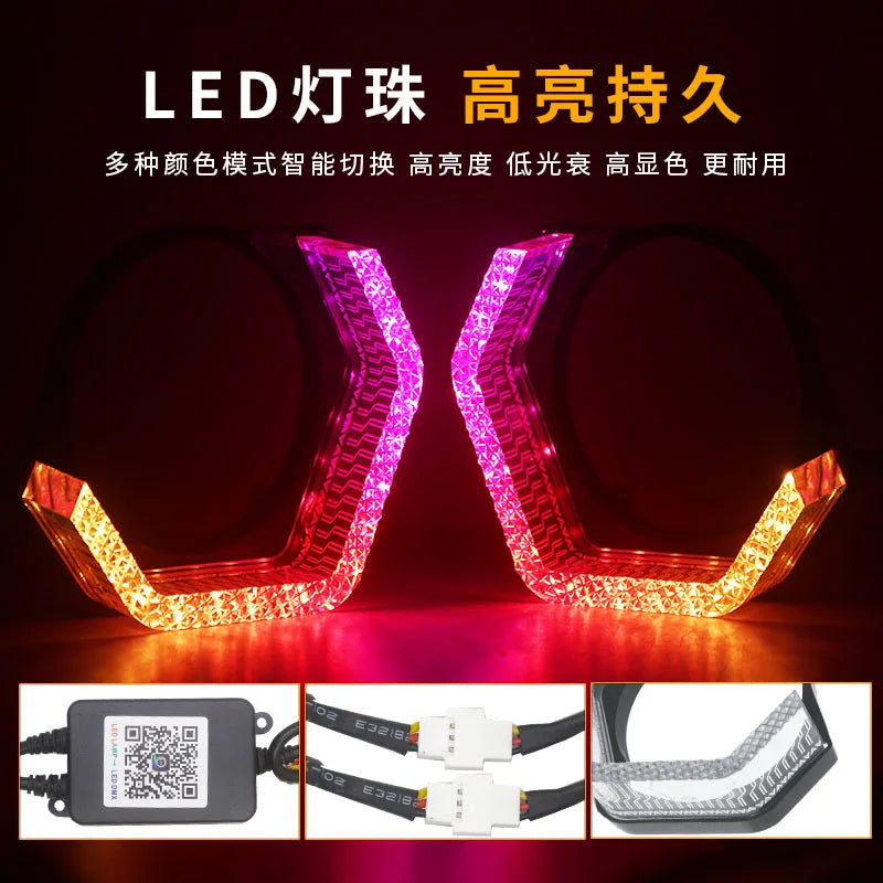 Anneaux Angel Eyes LED RGB DRL Universels 2,5 et 3 Pouces