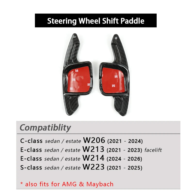 Palette au Volant Mercedes Classe C W206, Classe E W213 et W214, Classe S W223 en Fibre de Carbone