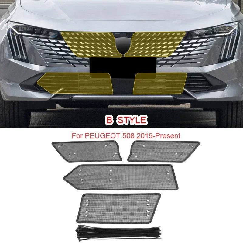 Filet de Calandre Peugeot 508 2019-2025 Anti-Insectes, Grille de Protection en Maille Métal, Style A ou B