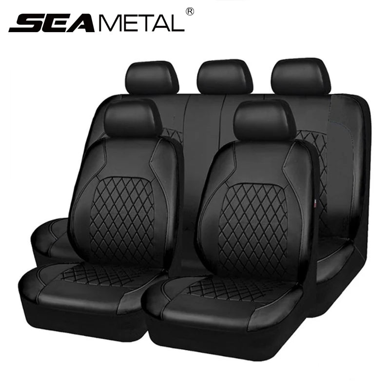 Housse de Siège Voiture Cuir PU Universelle Noire
