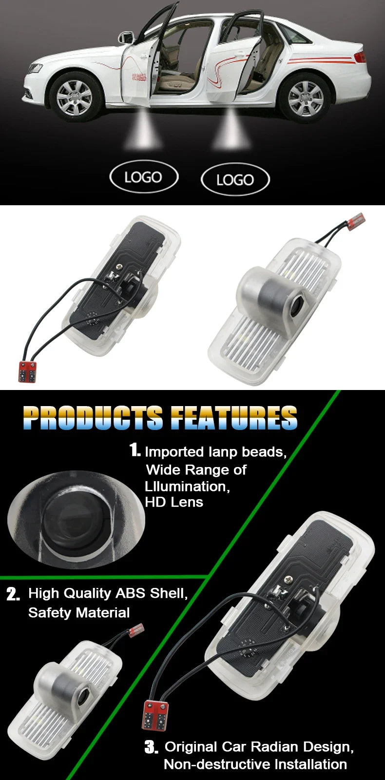 Projecteur Porte Honda Accord Coupé et Berline, Crosstour, Pilot, LED, Lot de 2