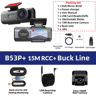 Dashcam E-ACE B53P 4K GPS Wi-Fi Vision Nocturne