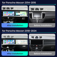 Autoradio Double Écran 12,3 + 12,3 Pouces Porsche Macan 2014-2017 Android CarPlay Sans Fil GPS