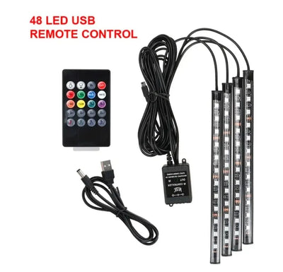 Éclairage d'Ambiance LED 8 Couleurs Télécommande Voiture