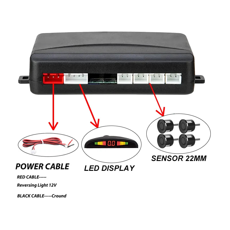 Radar de Recul 4 Capteurs Écran LED FirstSafe KZ-068