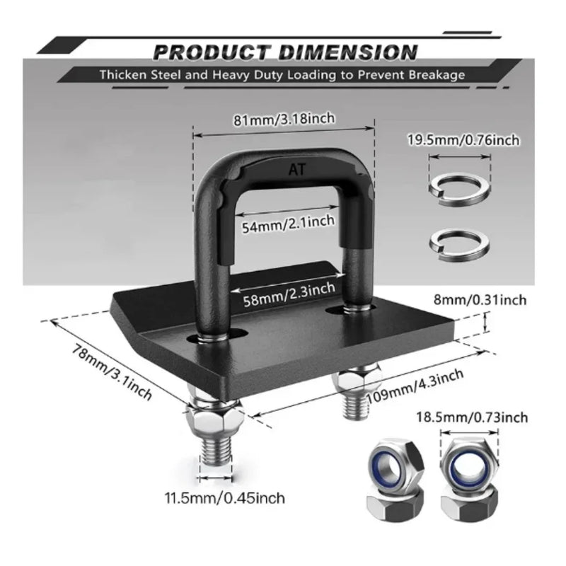 Pince d'Attelage 2,5 Pouces Anti-Vibration Acier