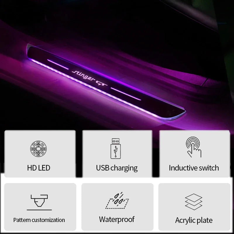 Seuil de Porte LED Kia Stinger GT Lumineux Rechargeable USB