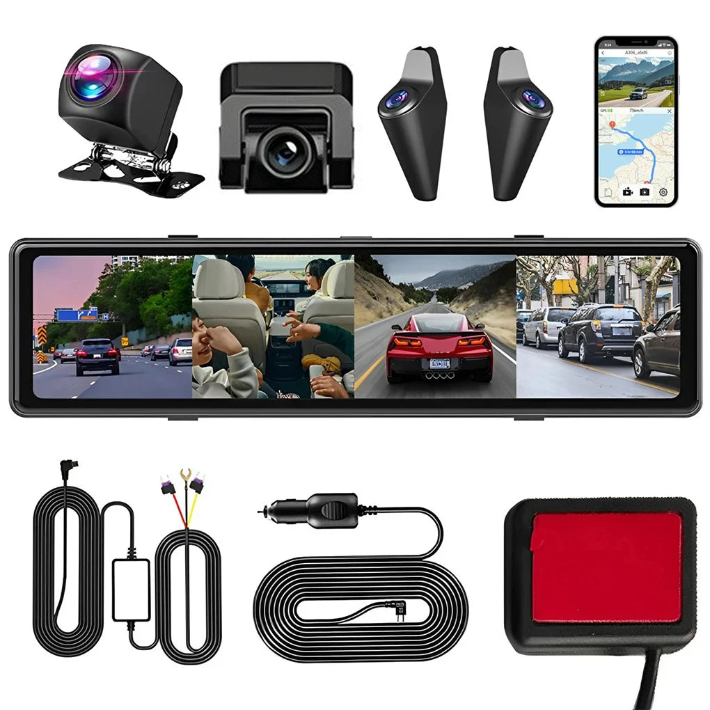 Dashcam Miroir 4 Canaux Écran Tactile ADAS BSD
