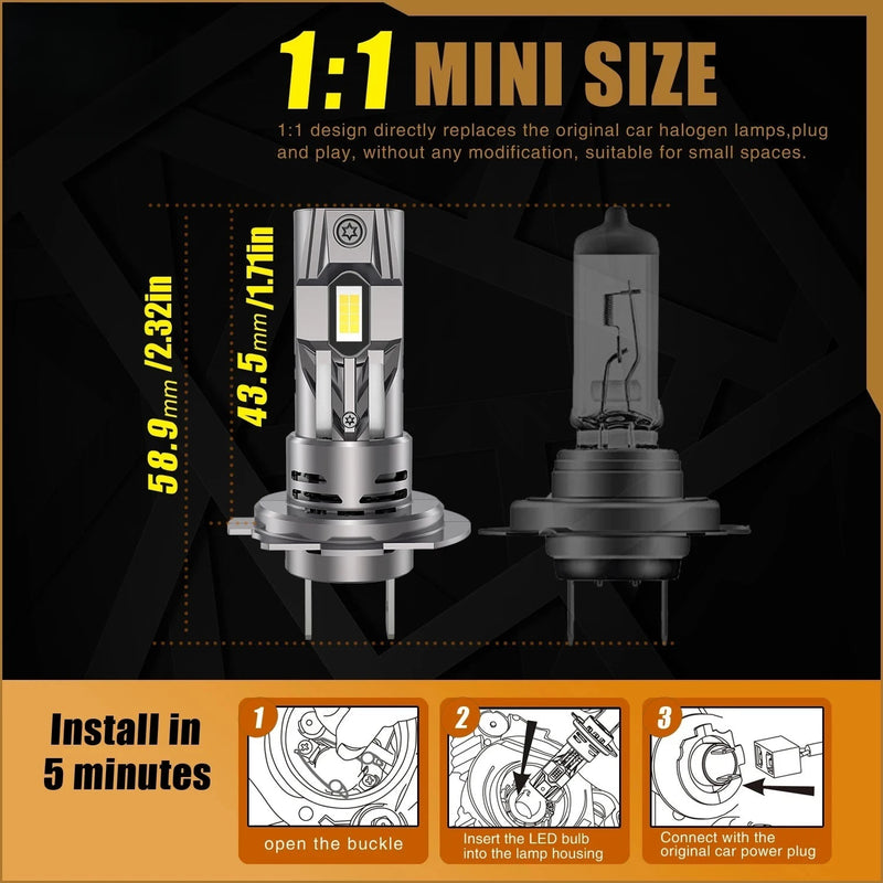 Ampoules LED H7 H18 Canbus 6500K Voiture