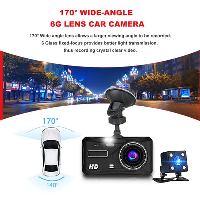Dashcam E-ACE 1080P Avant et Arrière Écran Tactile 4 Pouces
