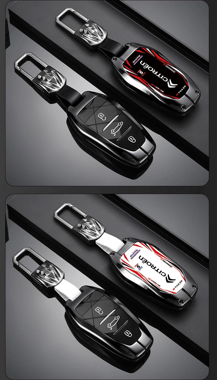 Étui de Protection Clé Citroën C3 C4 C5 Berlingo Picasso Alliage de Zinc Blanc ou Noir