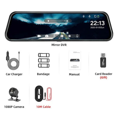 Dashcam Miroir 1080P Écran Tactile Double Caméra