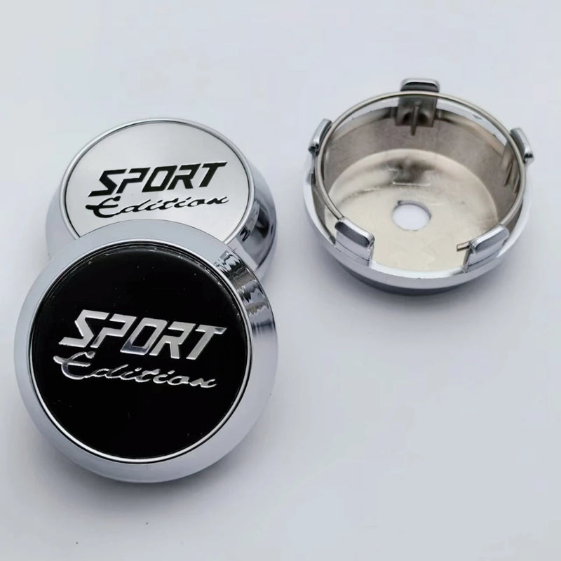 Cache-Moyeux Universels Édition Sport 60mm Noir Argent — détail de finition