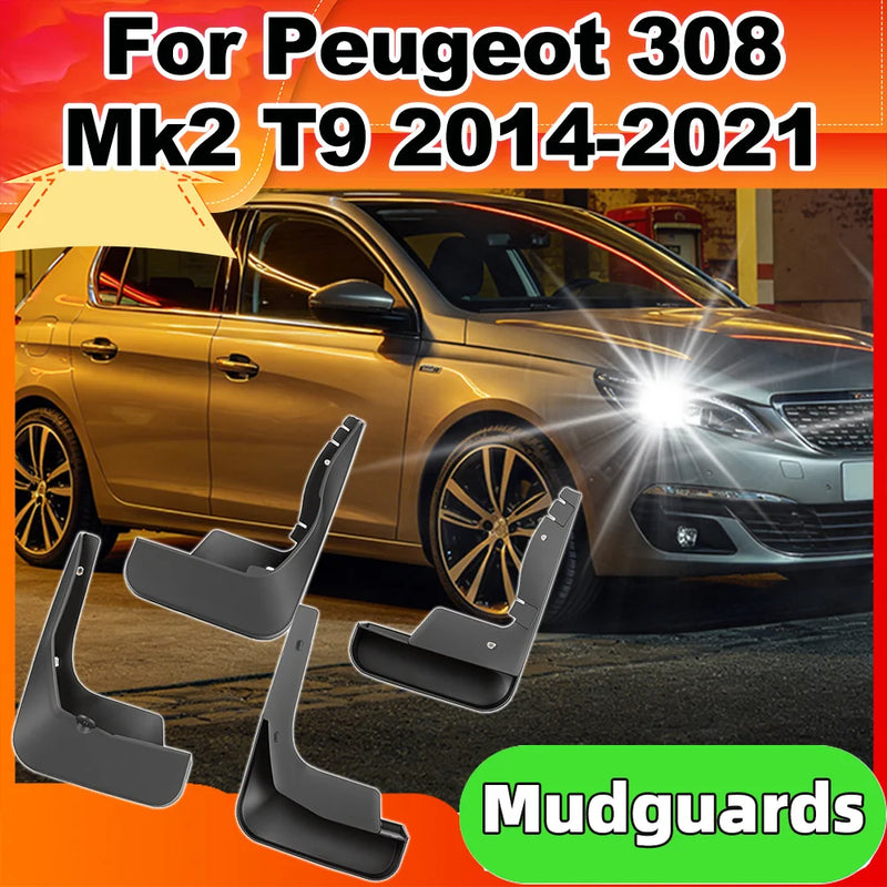 Garde-Boue Peugeot 308 II T9 2014-2021 Jeu de 4 Bavettes Avant et Arrière Sans Perçage
