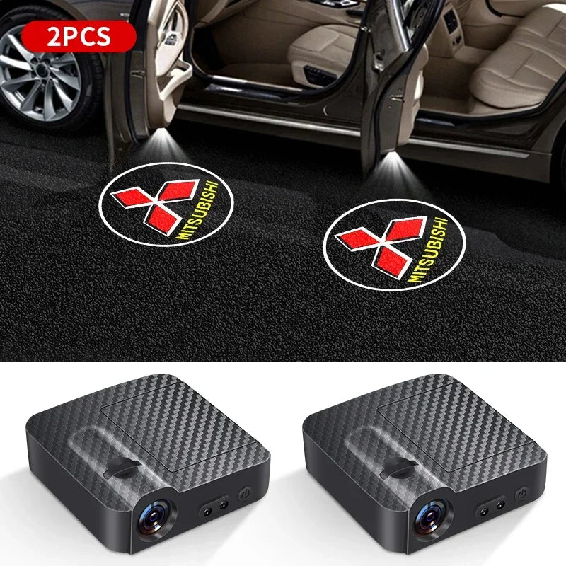 Projecteur de Porte Mitsubishi sans Fil Logo LED pour Pajero Outlander XL Montero Lancer Triton L200