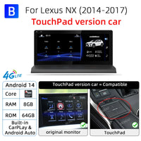 Autoradio CarPlay Android Auto Lexus NX 200 300 2014-2017 Écran 10,25 Pouces Android 14 DSP 4G