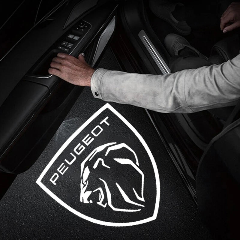 Projecteur Logo Porte Peugeot Blason ou Lion LED 2 Pièces