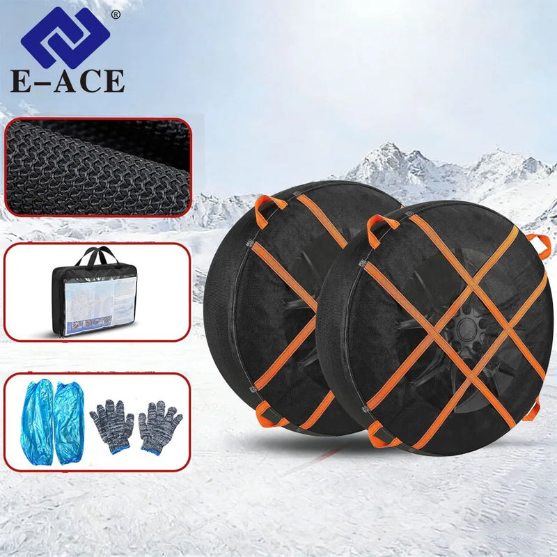 Chaussettes à Neige Voiture E-ACE Textile Antidérapantes SUV et Camionnette 2 Paires