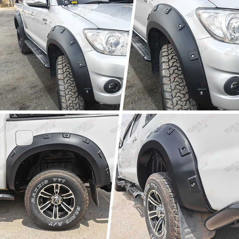 Élargisseurs d'Ailes Style Poche Toyota Hilux Vigo SR SR5 2005-2014 Noir Mat, Jeu de 4 Pièces