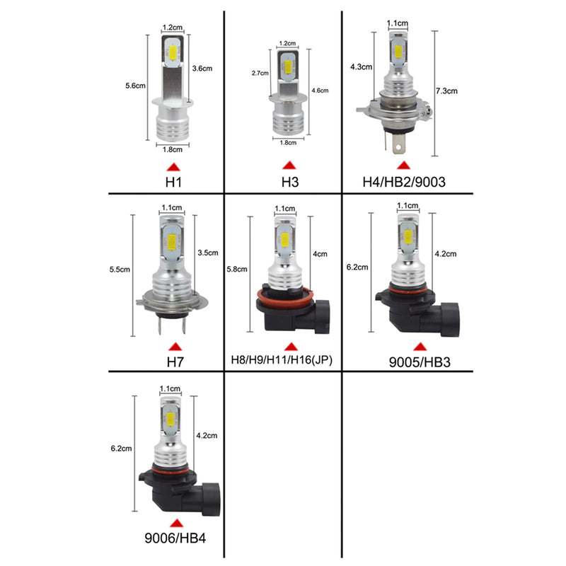 Ampoules LED CSP 80W H7 H4 6000K