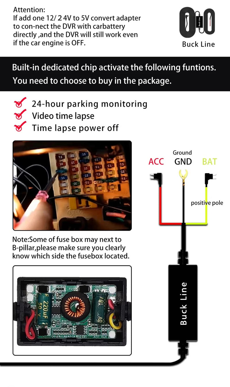 Dashcam 4K UHD Wi-Fi avec GPS, Caméra de Recul 4K en Option, Vision Nocturne et Surveillance de Stationnement 24 h