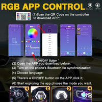 Hexagonale Angel-Eyes-LED-Ringe Bluetooth RGB 60 bis 90 mm