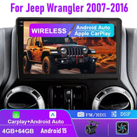 Autoradio Android 10 Pouces Jeep Wrangler JK 2007-2016 CarPlay et Android Auto Sans Fil GPS