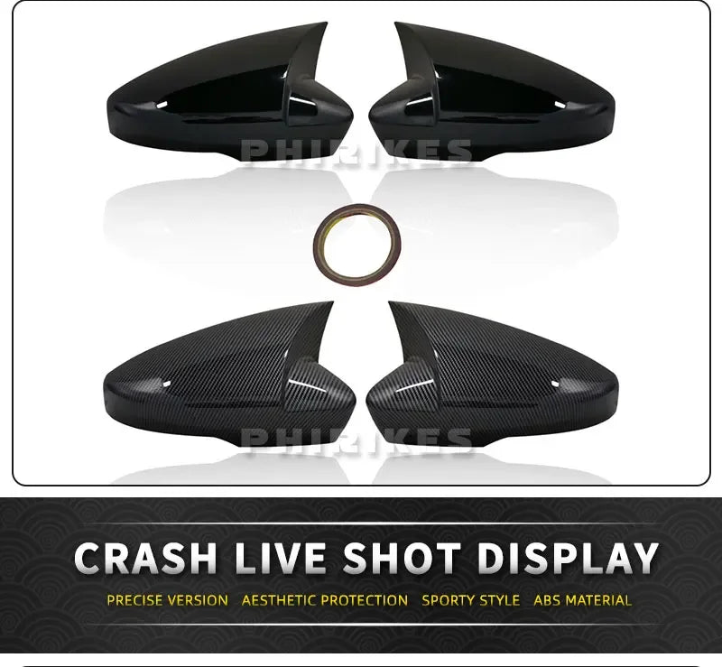Coques de Rétroviseur Skoda Octavia 3 2013-2019 et VW T-Roc T-Cross 2018-2021 Style Bec, Aspect Carbone ou Noir Brillant