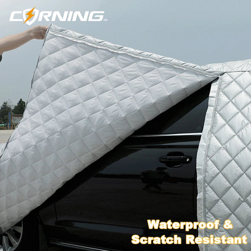 Bâche de Protection Voiture Matelassée Anti-Grêle Argent ou Noir SUV Berline