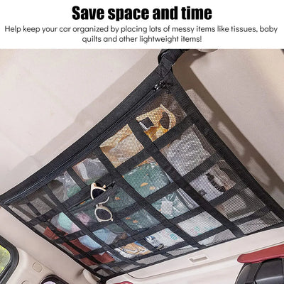Rangement de Plafond Voiture Filet de Toit Maille Renforcée