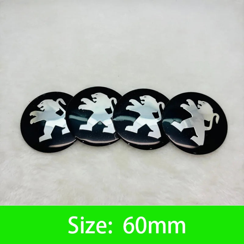 Autocollants Emblème de Moyeu Peugeot Lion 56 60 65 mm Lot de 4