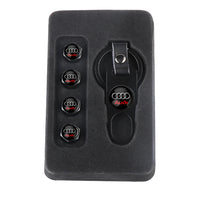 Bouchons de Valve Audi Métal Noir avec Porte-Clés Démonte-Valve