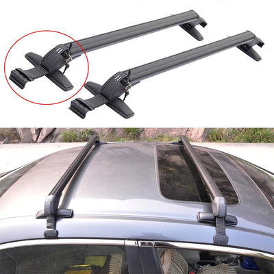 Barres de Toit Aluminium Noir Verrouillables 82 à 105 cm
