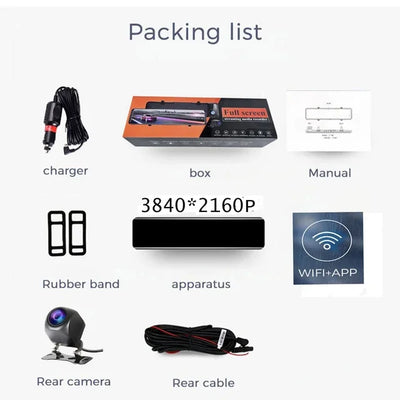 Dashcam Miroir 12 Pouces 4K DUTRIEUX Wi-Fi
