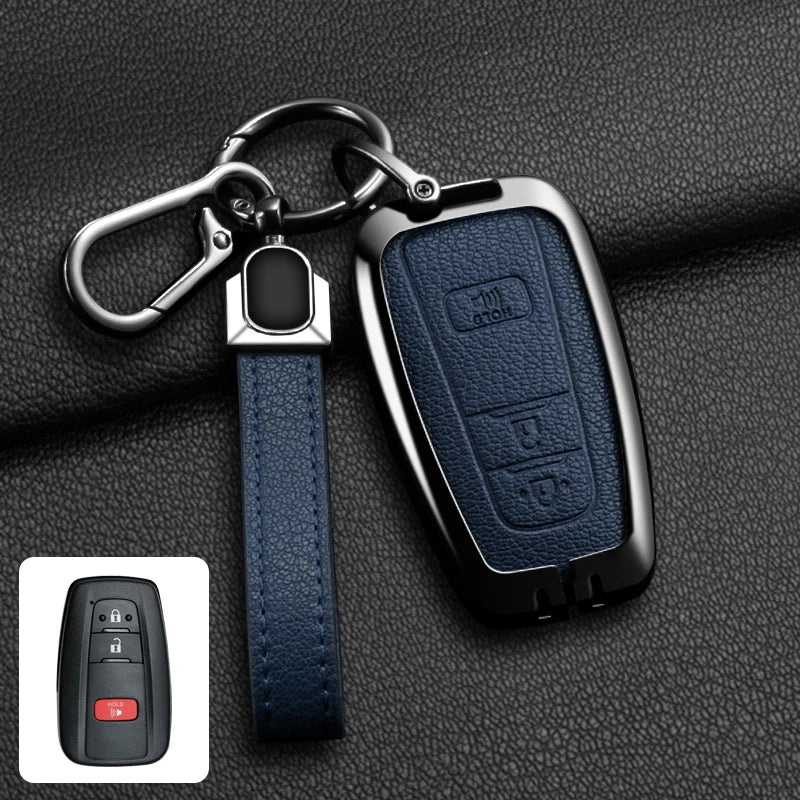 Étui de Protection Clé Toyota C-HR RAV4 Corolla Prius Camry Alliage de Zinc et Cuir