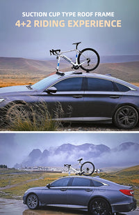 ROCKBROS Porte-Vélo de Toit à Ventouses pour 2 Vélos en Alliage d'Aluminium et Installation Rapide sans Perçage
