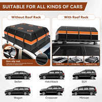 Sac de Toit Voiture 595 L Étanche 21 Pieds Cubes avec 6 Sangles et Fond Antidérapant