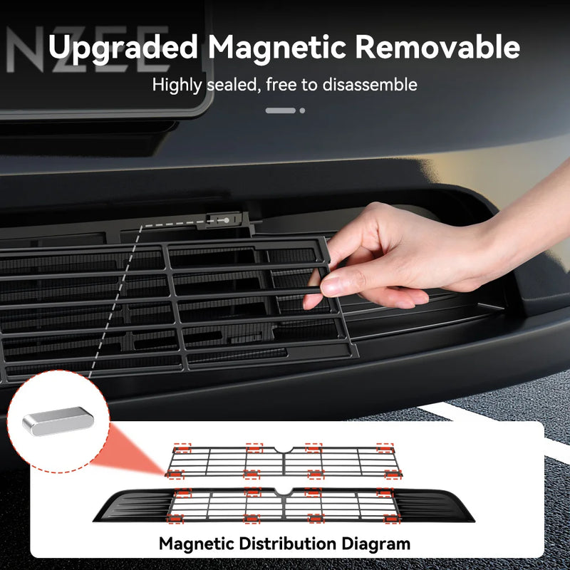 Filet Anti-Insectes Magnétique Calandre Inférieure Tesla Model Y Juniper 2025-2026 en Aluminium