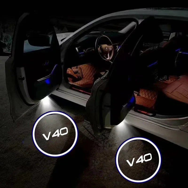 Projecteur Porte Volvo V40 2013-2019 LED, Lot de 2, 8 Motifs, Remplacement Direct