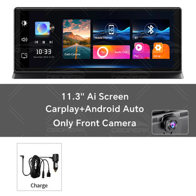 Dashcam 4K CarPlay Android Auto Écran 11,3 Pouces