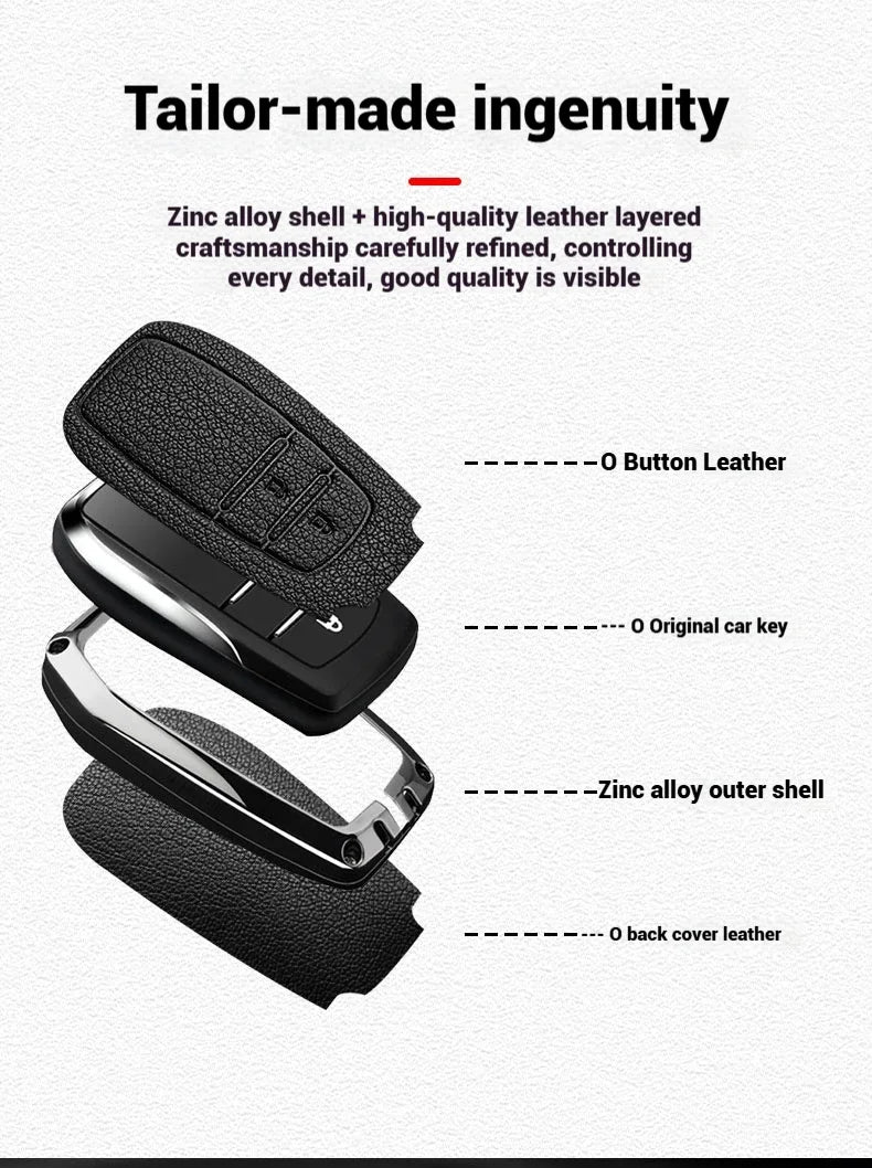 Étui de Protection Clé Toyota C-HR RAV4 Corolla Prius Camry Alliage de Zinc et Cuir