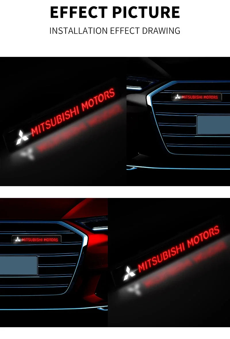 Emblème de Calandre Mitsubishi Motors Lumineux LED Logo Rouge pour ASX Lancer Pajero Outlander L200 Eclipse Delica