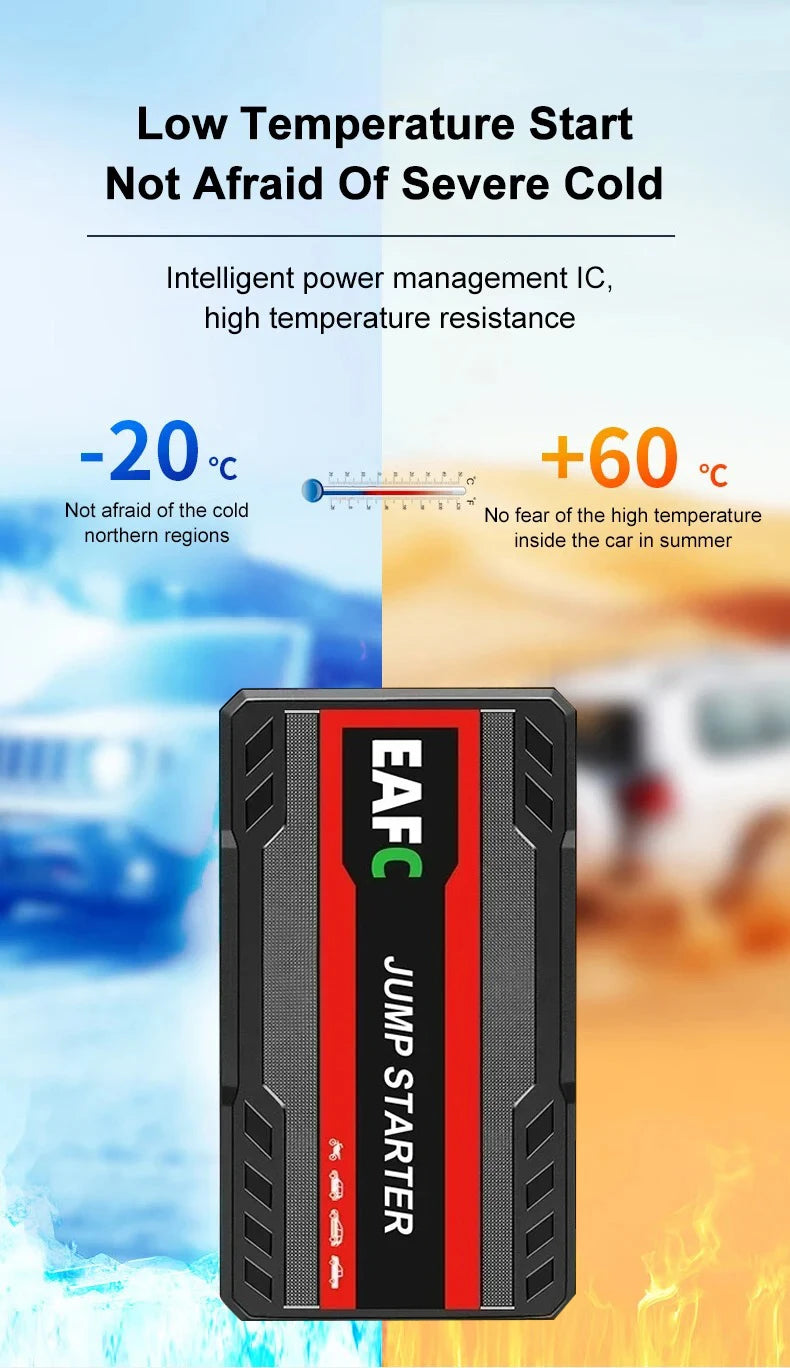 Booster de Batterie Voiture EAFC 600A 2000A Démarreur Portable 12V