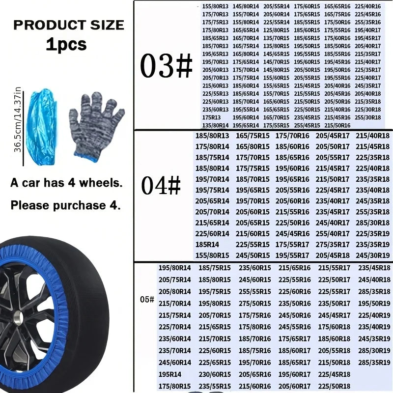 Chaussettes à Neige Voiture Bleues Antidérapantes Polyester SUV et Camionnette