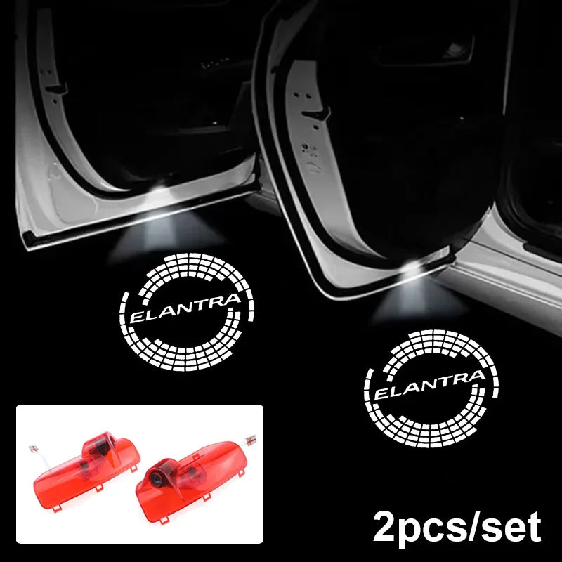 Projecteur Porte Hyundai Elantra 2008-2015, Lumière de Bienvenue LED, Lot de 2, 7 Motifs
