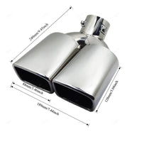 Embout d'Échappement Double Sortie Carrée Inox 58 mm