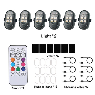 Éclairage d'Ambiance LED Sans Fil Rechargeable Voiture RGB