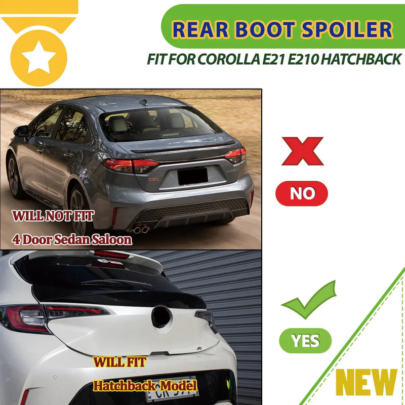 Becquet Toyota Corolla E210 Hatchback 5 Portes 2018-2022 de Coffre Central Noir