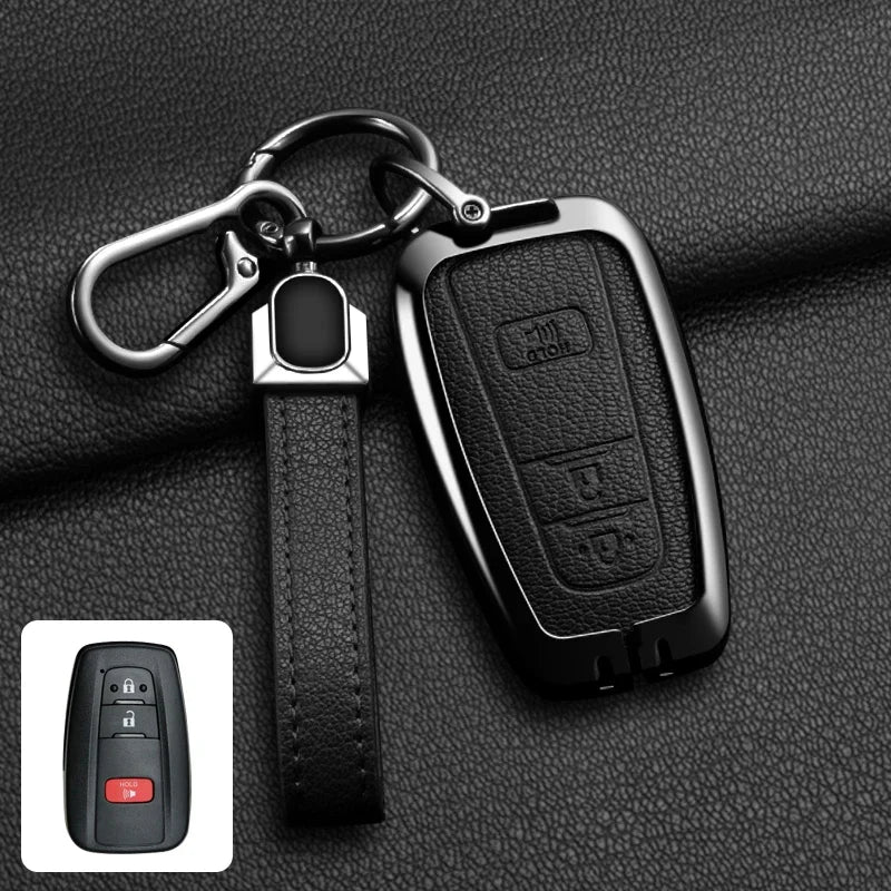Étui de Protection Clé Toyota C-HR RAV4 Corolla Prius Camry Alliage de Zinc et Cuir